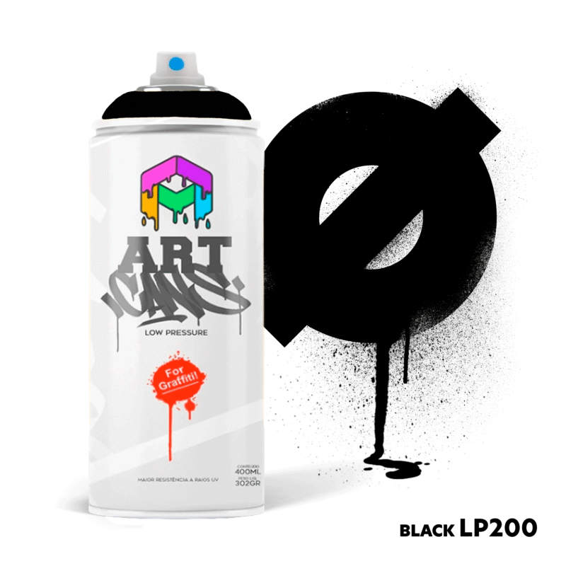 ART CANS - 200 - BLACK 400ml - Preto