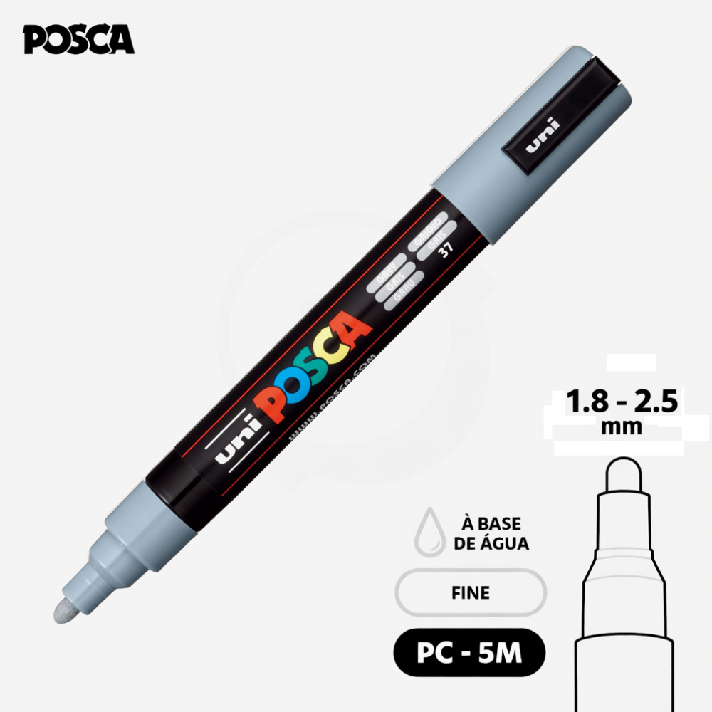 CANETA POSCA PC-5M - Cinza